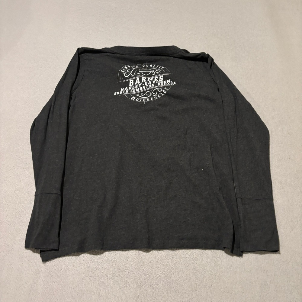 Harley Davidson Womens XL Lace Up Long Sleeve Shirt Barnes South Edmonton Gray - Picture 5 of 7